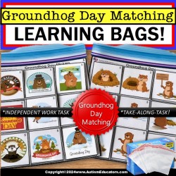 Special Education Learning Bag for Autism | Matching Pictures for Groundhog Day